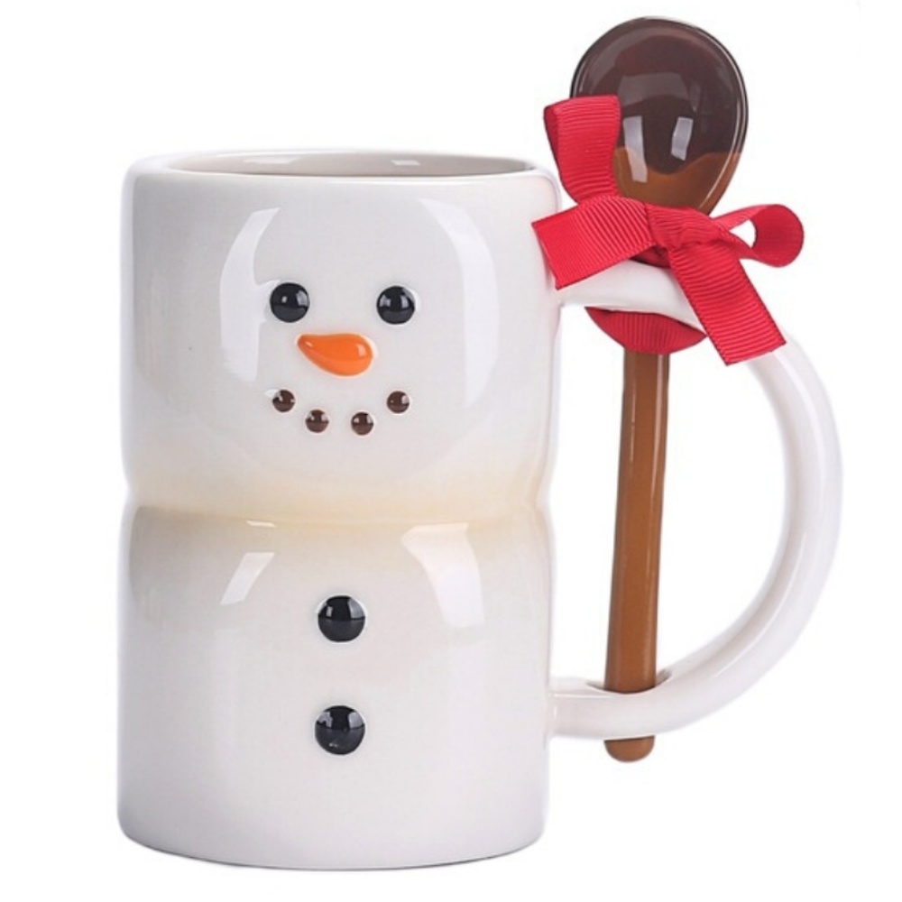 Christmas Marshmallow Snowman Mug with Spoon - Picture 2 of 4